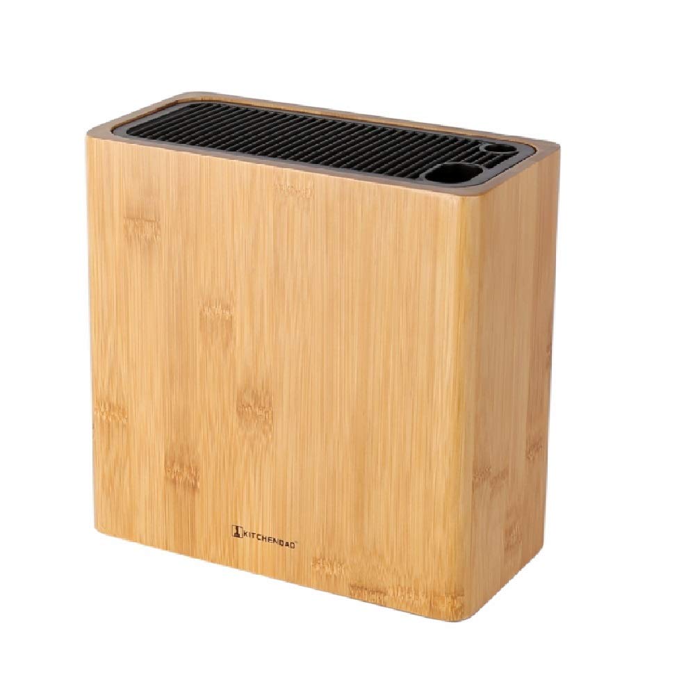 Photo 1 of KITCHENDAO XL Bamboo Universal Knife Block Holder with Slots for Scissors and Sharpening Rod, Safe, Space Saver Knives Storage Stand Display without Knives, Unique Slot Design to Protect Blade