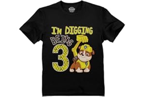 Rubble Paw Patrol 3rd Birthday Shirt - Fun Gift for 3 Year Old Boy - Toddler Digging Theme Party T-Shirt