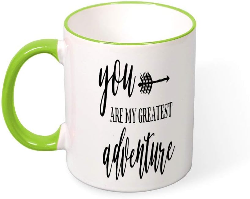 DKISEE You Are My Greatest Adventure Color Coffee Mug Mouth And Handle Novelty 11oz Ceramic Mug Cup Birthday Christmas Anniversary Gag Gifts Idea