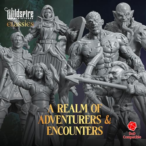 The Realm Set - 195 minis - Heroes, Monsters, NPC Characters for DND Miniatures Bulk I 28mm Dungeon Dragons D&D Miniatures I DND Minis D&D Figures I Pathfinder, Daggerheart, Realm Reforged