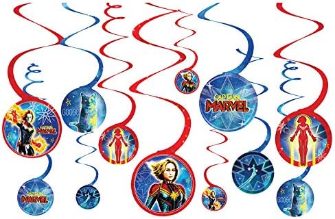 "Captain Marvel" Blue And Red Spiral Party Decorations 12 Ct