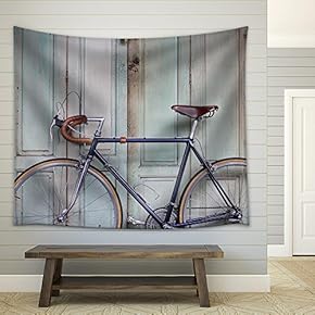 Vintage Bicycle - Fabric Wall Tapestry Home Decor - 51x60 inches