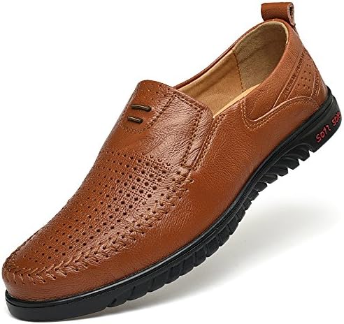 MOHEM Men's Premium Genuine Leather Fashion Slipper Casual Slip On Loafers Shoes