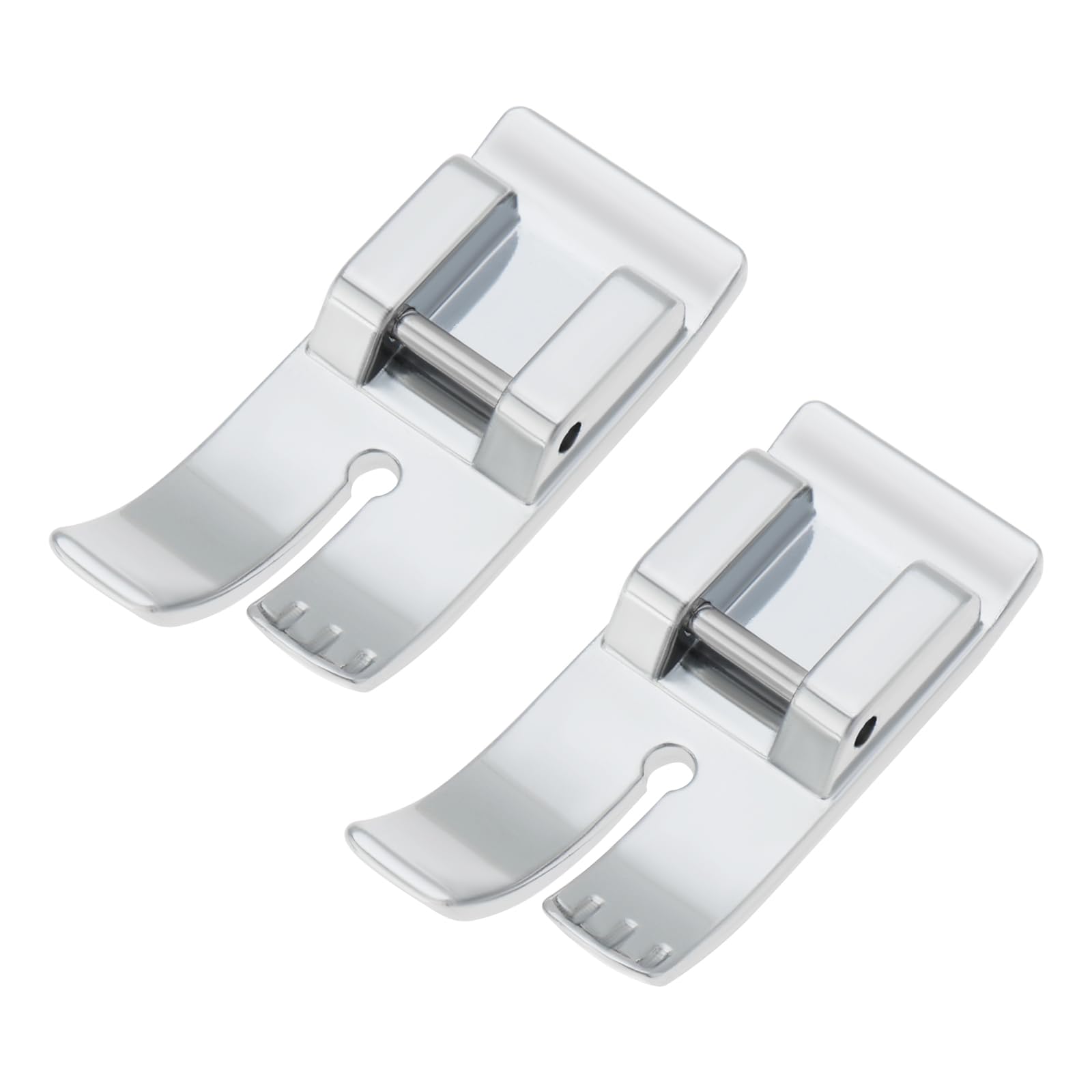 YINETTECH 2PCS 1/4 Inch Straight Stitch Snap-On Foot Presser Foot 33.4x14mm Compatible with Singer Compatible with Brother Compatible with Babylock Silver
