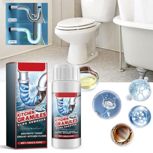 Terrifi Drain Clog Remover, Kitchen Granules Cleaner, Unclogs Grease Or Cooking Oil Blockages, Hair Powerful Cleaner For Clogged Sink, Fast Acting, Safe All Pipes