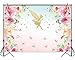 Funnytree 7X5ft Pink and Gold Floral Fairy Butterfly Party Backdrop Princess Flowers Girl Birthday Background Wonderland Tea Time Watercolor Baby Shower Decorations Photo Studio for Photography