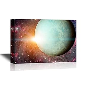 Astronomy Canvas Wall Art - Planet Uranus in Solar System - Gallery Wrap Modern Home Art | Ready to Hang - 12x18 inches