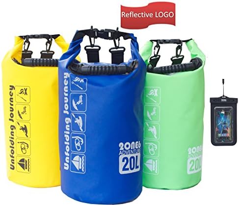 Best Waterproof Dry Bag, 10L and 20L, Keep Your Things Dry! With Should Strap, Phone Bag Included. Reflective LOGO Available. Perfect for Kayaking, Fishing, Boating, Canoeing, Beach, Camping, By 2ONE6 Adventure