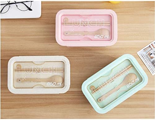 BILIKILI Microwave Lunch Box Picnic Food Fruit Container Storage Box For Kids Adult Wheat straw Japanese lunch box Bento box Microwave student with lid canteen simple lunch box Rectangular portable Folding (19.5 x 12 x 7 cm, Beige)