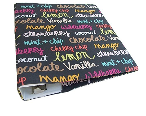 Three Ring Binder Accessories ICE CREAM FLAVOR, Stretch Fabric Binder Cover for 2 - 3 in Wide Binder, Recipe Binder 8.5 x 11
