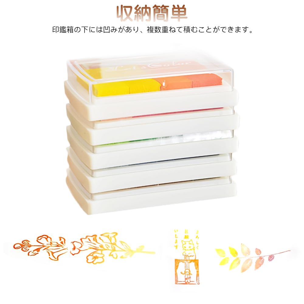 Samcos Stamp Stand, Set of 6 Colorful Ink DIY Handmade Message Card New Year's Greeting Card Finger Painting Hanko Christmas Celebration