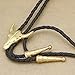 RechicGu Polish Golden Western Texas Longhorn Buffalo Steer Cow Skull Leather Rodeo Bolo Tie Necktie