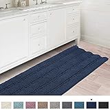 Flamingo P Striped Shaggy Long Rugs for Bathroom Cozy Shag Collection Solid No Slip Shower Plush Carpet Mat for Bedroom Soft Thick Area Rug Large Bath Mat for Entryway, 47