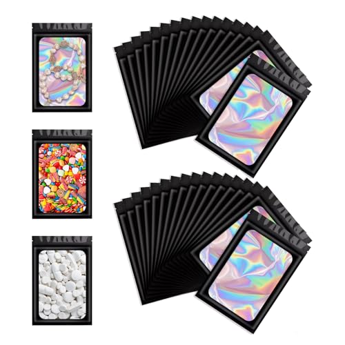 YUHOHO 500 Bolsas Dealmacenamiento Láser Bolsa A Prueba Olores 12*9cm,Bolsa Holográfica Multiusos,Bolsas Herméticas Reutilizables,Bolsa Almacenamiento,Pouch,Bolsa Ziplock para Almacenamiento Alimentos