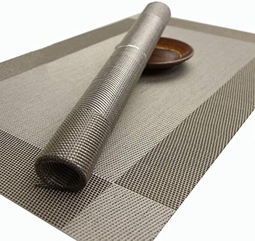 Milnnare 4Pcs/Set Anti-slip Thermal Insulation Placemat Pad Dining Table Mat Accessory, Easy to wash, Heat-Resisting Silver Gray