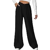 HOPYOP Womens Sweatpants Wide Leg Pants for Women Fall Winter Baggy V Crossover Womens Sweat Pants with Pockets