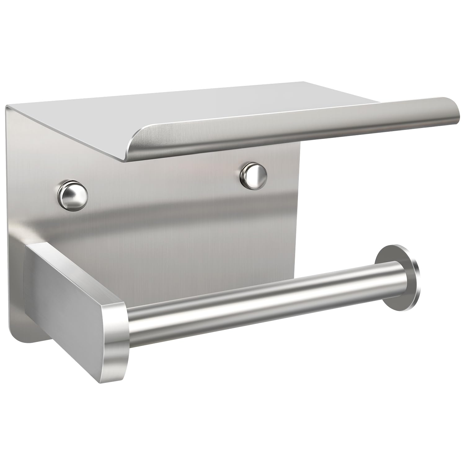 Photo 1 of 1pcs Brushed Nickel Toilet Paper Holder with Shelf, Screw or Self-Adhesive Toilet Paper Holder Wall Mount