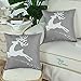 CaliTime Pack of 2 Soft Canvas Throw Pillow Covers Cases for Couch Sofa Home Decoration Christmas Holiday Reindeer with Stars Print 18 X 18 Inches Medium Grey