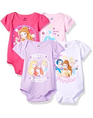 Baby Girls' Princess 4-Pack Short Sleeve Bodysuit