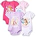 Disney Baby Girls' Princess 4-Pack Short Sleeve Bodysuit, Hot Pink/White/Lilac/Light Pink, 9-12M