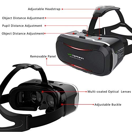 Tepoinn Casque Lunette VR 3D Réalité Virtuelle Lunette Virtuelle Le Plus Léger 3D Films Compatible avec Tous Les Smartphones Dont l\'écran est DE 4,0 à 5,7 Pouces