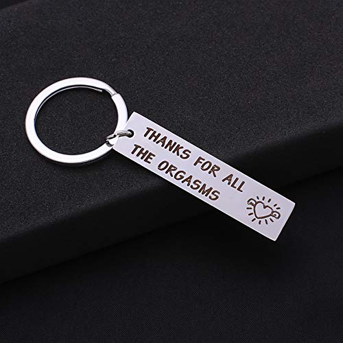 Funny Stainless Steel Keychain for Boyfriend Husband, Naughty Couple Gift, Thanks for All The Orgasms.