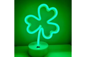 ENUOLI LED Neon Signs Lights Green Clover Shaped Neon Night Light USB & Battery Powered Night Lamp Best Decoration Lights for Wedding Birthday Party Camping Kids Room Bedroom Bar(Green Clover)