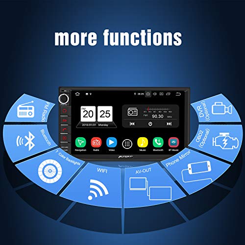 PUMPKIN Android 9.0 Car Stereo Double Din with GPS, WiFi, Android Auto, Support Fastboot, Backup Camera, AUX, USB/SD, 7 inch Touch Screen