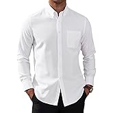 Demofair Men's Classic Oxford Shirt Solid Long Sleeve Button Down Casual Woven Shirts with Pocket