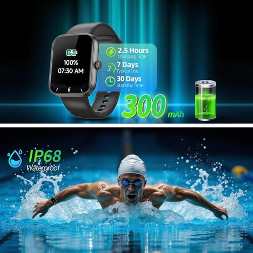 Smartwatch Men Women 1.91 Inch AMOLED Smart Watch with Alexa and Phone Function, 30 Day Battery, 108+ Sports Modes, Fitness Watch with Heart Rate/Sleep Monitor, IP68 Waterproof Heart Rate Monitor for