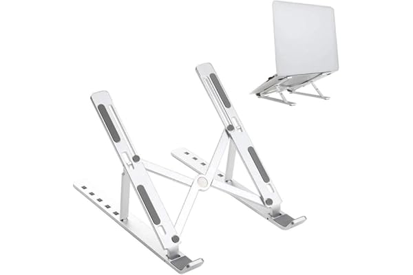 Suporte para Notebook e Tablet Linha Premium em Alumínio Dobrável e Ergonômico Para Desktop Portátil Ajustável em 6 Ângulos com Altura Regulável Leve Apoio Universal - Com estojo para armazenagem