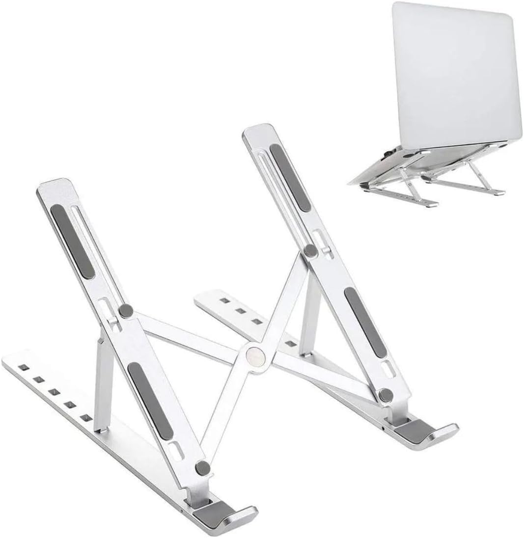 Suporte para Notebook e Tablet Linha Premium em Alumínio Dobrável e Ergonômico Para Desktop Portátil Ajustável em 6 Ângulos c