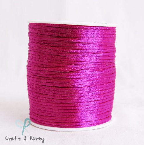 Fuchsia 2mm x 100 yards Rattail Satin Nylon Trim Cord Chinese Knot