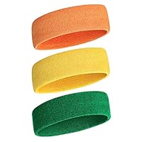 iKsee Sweatbands Headbands for Men/Women,Moisture Wicking Elastic Cotton Terry Cloth Headbands for Gym,Workout, Tennis, Basketball, Running and Working Outside