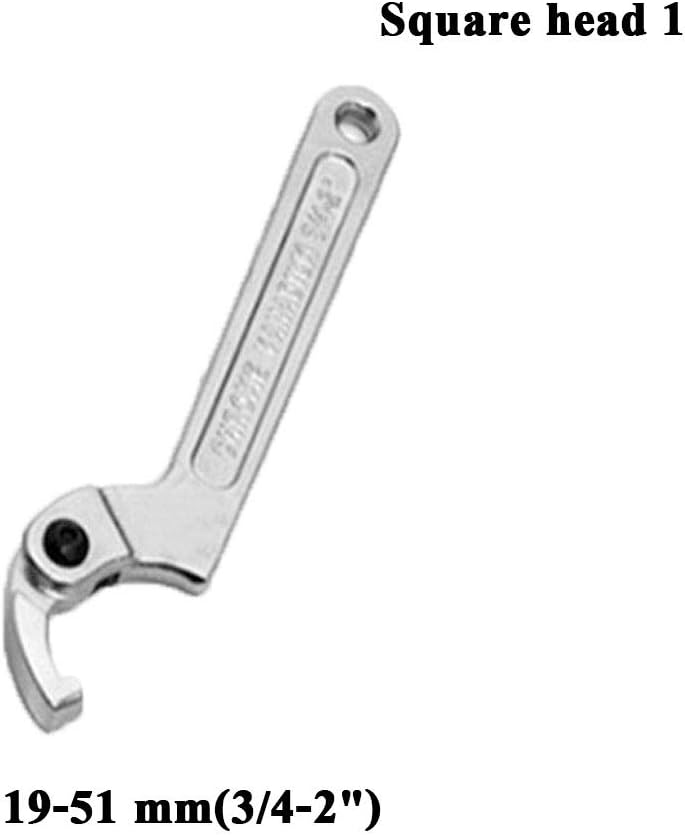 GOZAR Chrome Vanadium Adjustable Hook Wrench C Spanner Tool 19-51mm 32-76mm 51-120mm - Square head 1, Tête carrée 1 - Image 3