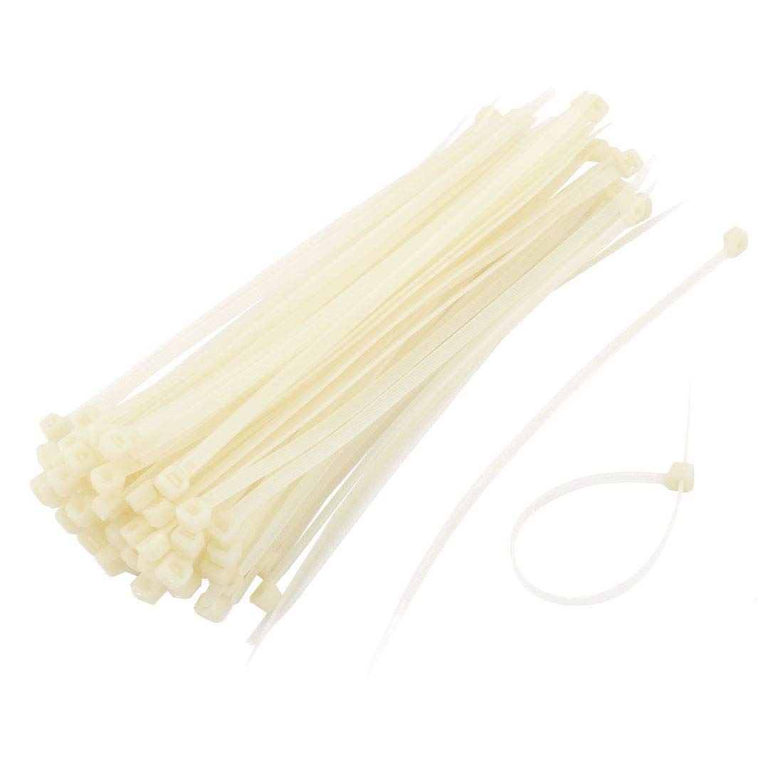 sourcing map Plastic Self Locking Reusable Cable Zip Ties Fastener 198 x 5mm 100pcs Beige