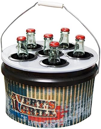 Tablejacks BC-7745 Beverage Bucket Chiller, Inner and Outer Bucket Lid, 6 Inserts, 8 Long Neck Size Bags, 8 Can Size Bags, 12" Diameter x 8" Height Handle, Black