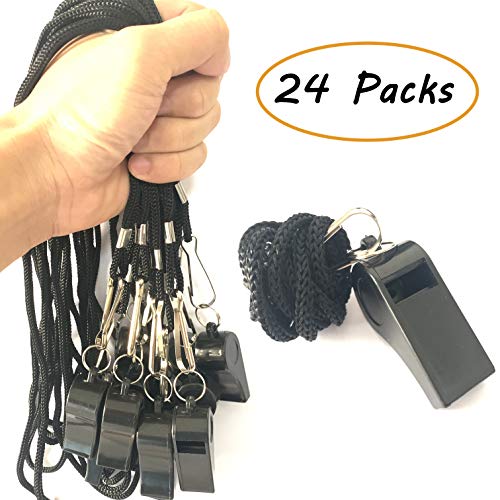HOHAJIU Black Lanyard Coach Whistles Perfect for Coaches Referees Emergencies Outdoor Travel Lifeguard Fans Cheer Student Pack of 24 - Thumbnail 4
