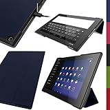 iGadgitz Premium Dark Blue PU Leather Smart Cover Case for Sony Xperia Z2 Tablet SGP511 10.1