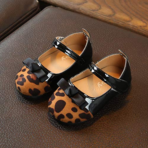 image for AliveGOT Little Girls Ruched Round Toe Leopard Ballet Flats Slip On Pr