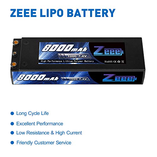 Zeee 2S Lipo Akku 7,4V 8000mAh 100C Hardcase Batterie mit 4,0mm Kugel to Deans T Stecker für RC Evader BX Auto Car Truck… – Bild 6