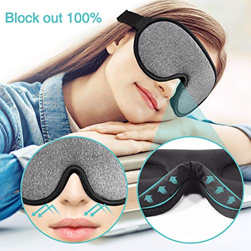 Sleep Mask,Unimi Eye Mask for Sleeping 3D Breathable Memory Foam Contoured Modular Nap/Travel/Shift Work Sleeping Mask,100% Lights Blockout Sleep Mask for Men Women, Soft Comfort Eye Shade Cover