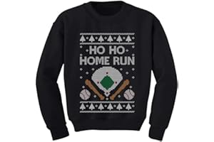 Tstars - Baseball Fans Ugly Christmas Ho Ho Home Run Youth Kids Sweatshirt