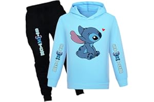CHITOLDEDER Girls Cartoon Hoodie Set Kids Princess Hooded Pullover Sweatshirt Casual Long Sleeve Clothes Suit for 4-13 Years