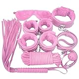 8 pcs Adult Sexy Costume Women Clothes Restraint Kit Leather Luxury Handcuffs Toy (pink)