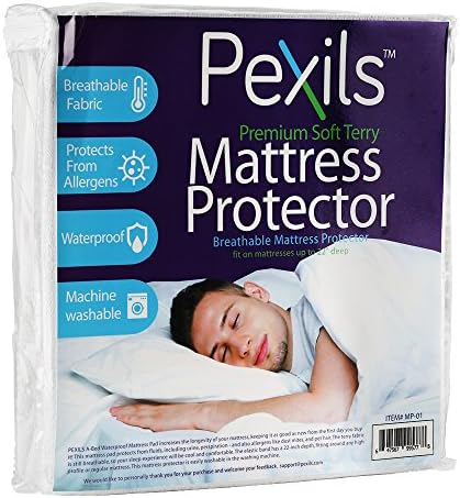 Pexils Premium Hypoallergenic Noiseless Fitted Waterproof Mattress Protector (full)
