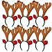 Fascigirl 6PCS Christmas Headband Fashion Antler Leaf Bell Decor Party Headband Hair Hoop … (Brown reindeer with green hairband)