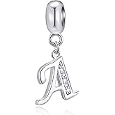 CRISNATA 26 Letter Pendant Charms, Polished 925 Sterling Silver Complete Initial A-Z Dangling CZ Stone Alphabet Beads, fits European Bracelet Necklace, Gift for Mother/Father/Daughter/Son/Sister/Aunt