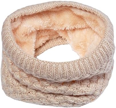 Lo Shokim Harsh Winter Double-Layer Soft Fleece Lined Thick Knit Neck Warmer Circle Scarf Windproof