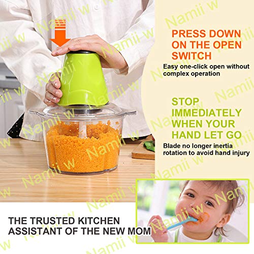 Food Chopper Electricï¼ŒMeat Grinder Machine Kitchen Aid,Mini Food Processor 2L Bowl Grinder for Meat, Vegetables, Fruits and Nuts Chopper 220V-50 Hz Baby Food Sausage Casing BPA FREE Travel Adaptor
